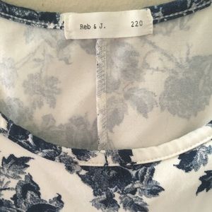 Reb and j blue floral cold shoulder top
